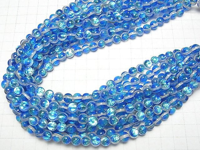 [Video]Lampwork Beads Round 8mm [Kabila Blue/Luminous type ] 1/4 or 1strand beads (aprx.15inch/36cm)