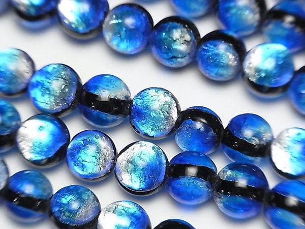 [Video] Lampwork Beads Round 8mm [Yonaguni Blue/Luminous type] 1/4 or 1strand beads (aprx.14inch/34cm)