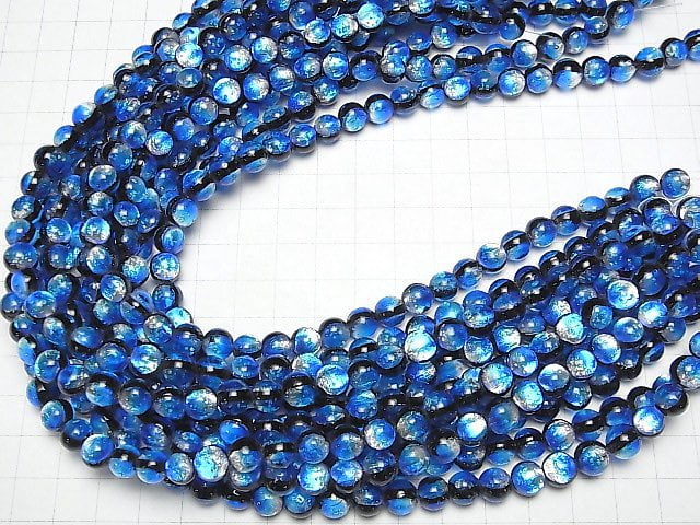 [Video] Lampwork Beads Round 8mm [Yonaguni Blue/Luminous type] 1/4 or 1strand beads (aprx.14inch/34cm)