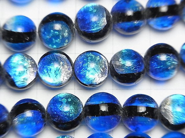 [Video] Lampwork Beads Round 10mm [Yonaguni Blue/Luminous type] 1/4 or 1strand beads (aprx.15inch/36cm)