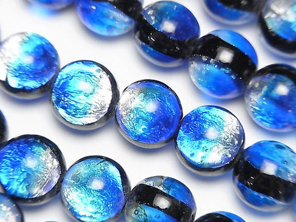 [Video] Lampwork Beads Round 12mm [Yonaguni Blue/Luminous type] 1/4 or 1strand beads (aprx.14inch/34cm)