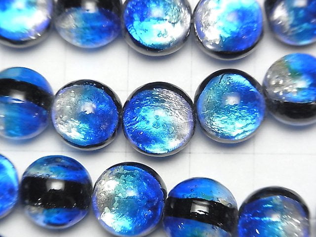 [Video] Lampwork Beads Round 12mm [Yonaguni Blue/Luminous type] 1/4 or 1strand beads (aprx.14inch/34cm)