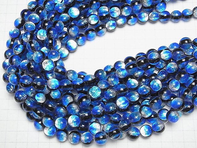 [Video] Lampwork Beads Round 12mm [Yonaguni Blue/Luminous type] 1/4 or 1strand beads (aprx.14inch/34cm)