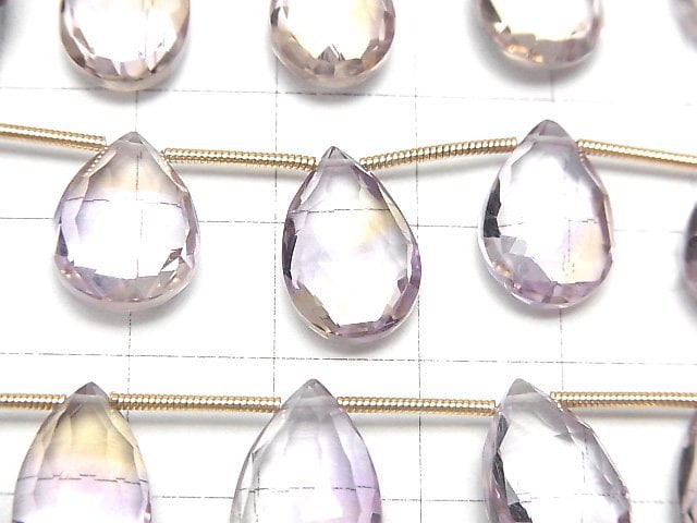 [Video]High Quality Ametrine AAA Pear shape Faceted Briolette 1strand (11pcs )