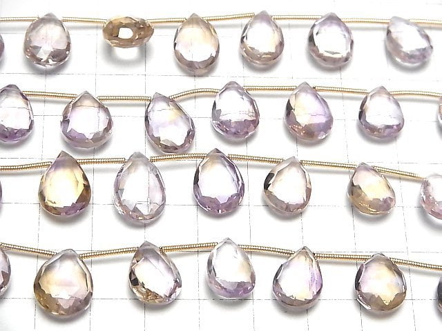 [Video]High Quality Ametrine AAA Pear shape Faceted Briolette 1strand (11pcs )