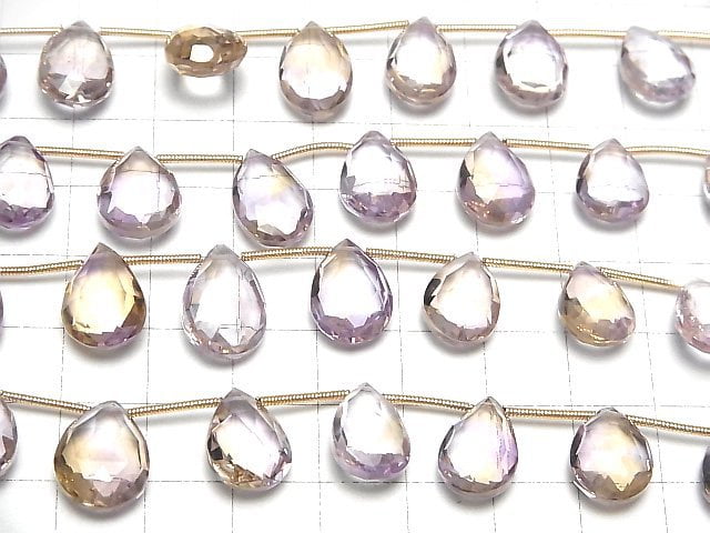 [Video]High Quality Ametrine AAA Pear shape Faceted Briolette 1strand (11pcs )