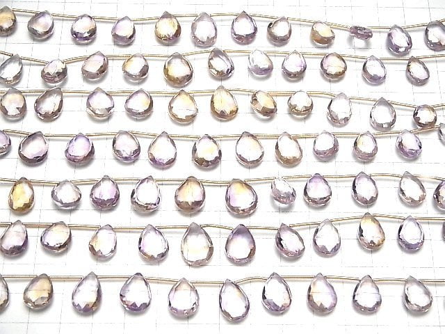 [Video]High Quality Ametrine AAA Pear shape Faceted Briolette 1strand (11pcs )