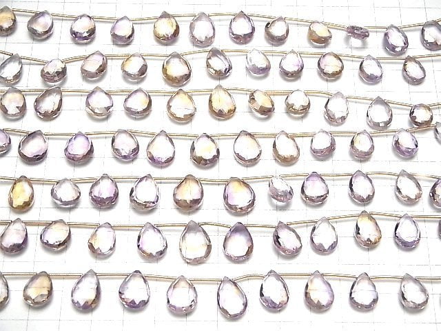 [Video]High Quality Ametrine AAA Pear shape Faceted Briolette 1strand (11pcs )