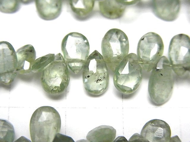 [Video]High Quality Green Kyanite AA++ Pear shape Faceted Briolette half or 1strand beads (aprx.7inch/18cm)