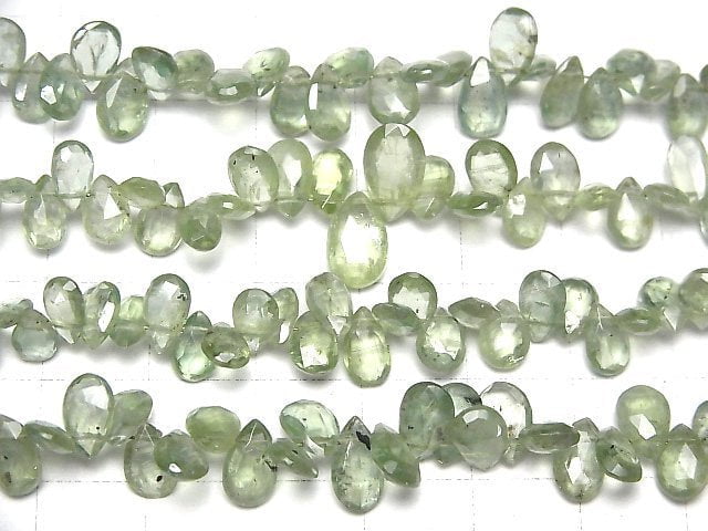 [Video]High Quality Green Kyanite AA++ Pear shape Faceted Briolette half or 1strand beads (aprx.7inch/18cm)