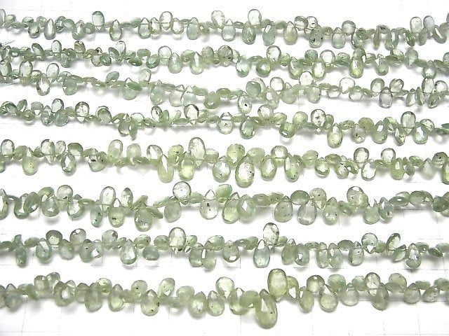 [Video]High Quality Green Kyanite AA++ Pear shape Faceted Briolette half or 1strand beads (aprx.7inch/18cm)