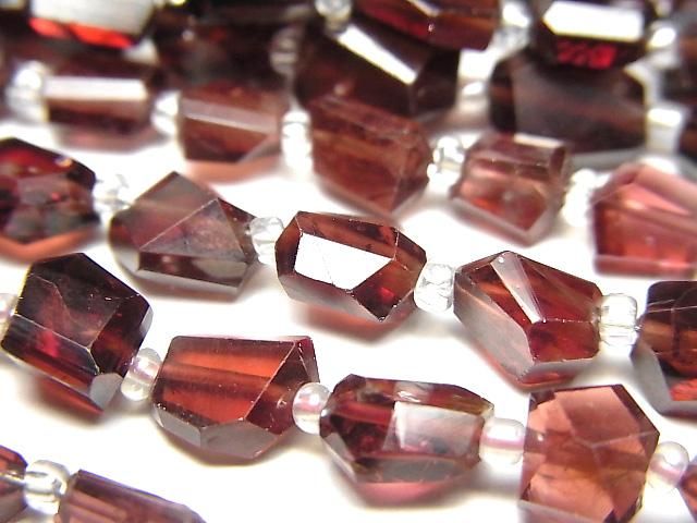[Video] High Quality Mozambique Garnet AA++ Faceted Nugget 1-strand beads (approx. 7 inches/18 cm)