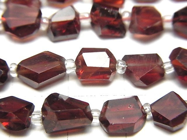 [Video]High Quality Mozambique Garnet AA++ Faceted Nugget 1strand beads (aprx.7inch/18cm)