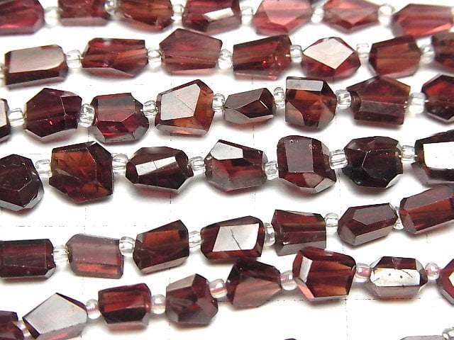 [Video]High Quality Mozambique Garnet AA++ Faceted Nugget 1strand beads (aprx.7inch/18cm)