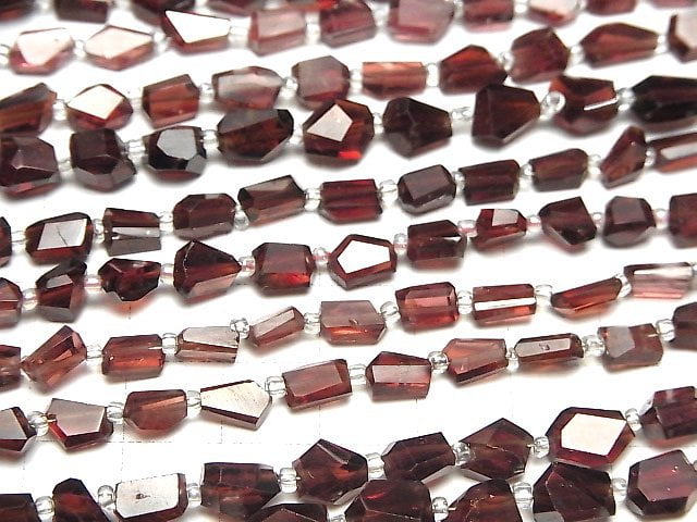 [Video]High Quality Mozambique Garnet AA++ Faceted Nugget 1strand beads (aprx.7inch/18cm)