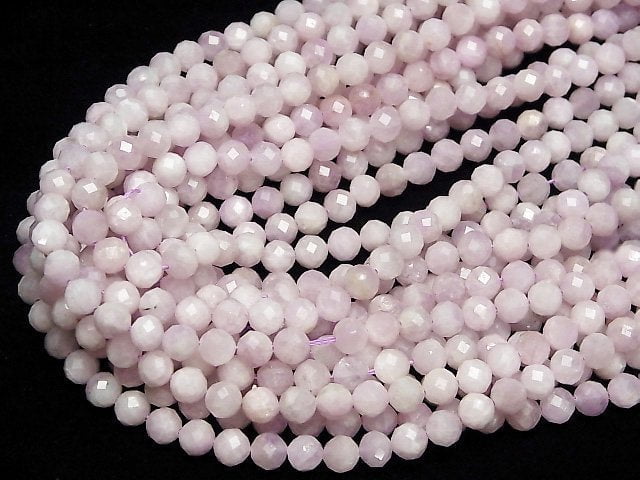 [Video]High Quality! Nigerian Kunzite AA 64Faceted Round 6mm half or 1strand beads (aprx.15inch/37cm)