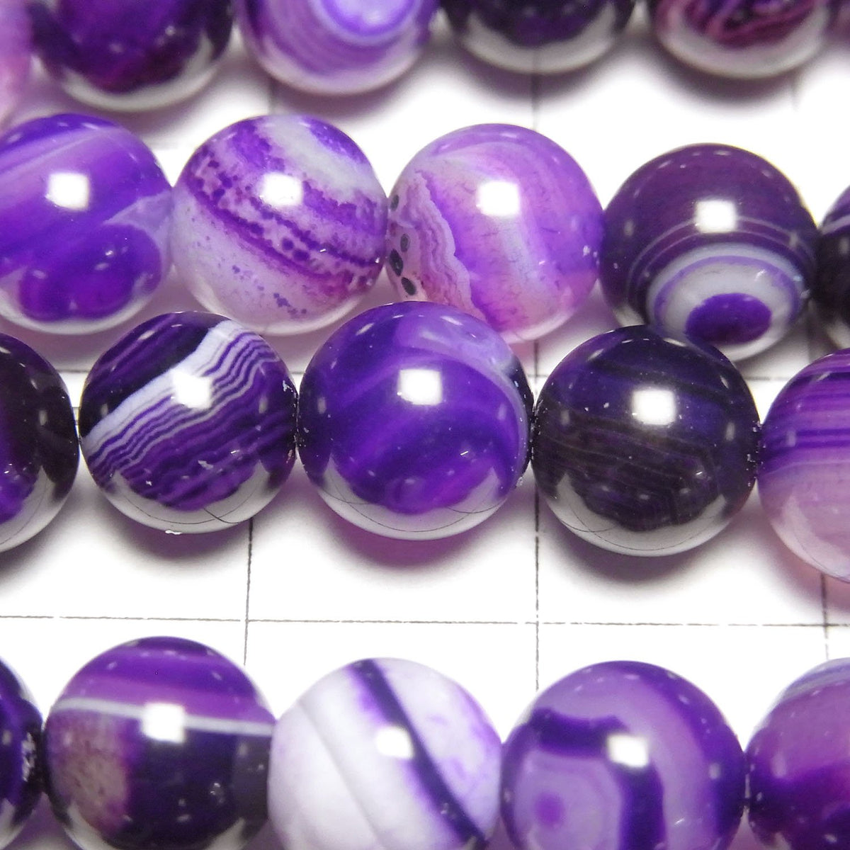 紫紋瑪瑙圓珠 8mm 1串 (約15英吋/36公分)