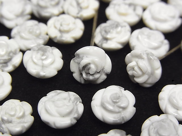 [Video] Howlite Magnesite Rose 8mm [Half Drilled Hole ] 4pcs