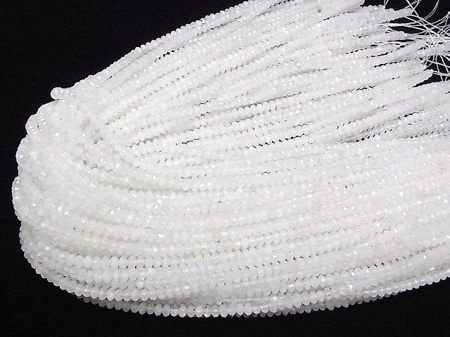 [Video]High Quality! Rainbow Moonstone AAA- Faceted Button Rondelle 4x4x2.5mm half or 1strand beads (aprx.15inch/37cm)