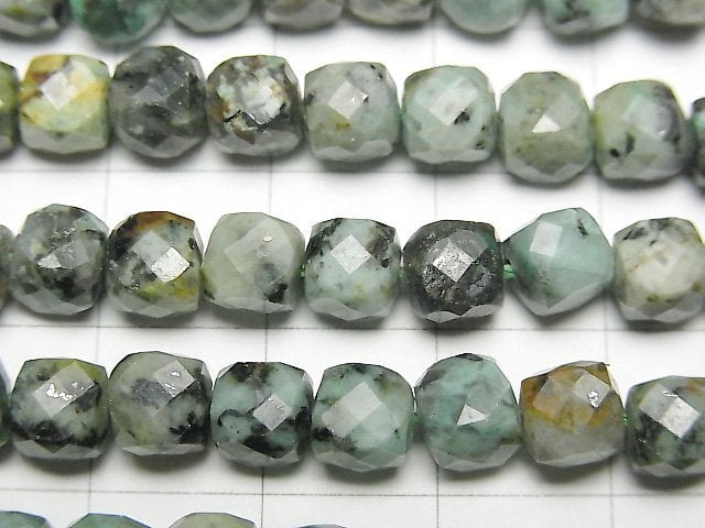 [Video]High Quality! African Turquoise Cube Shape 6x6x6mm half or 1strand beads (aprx.15inch/37cm)