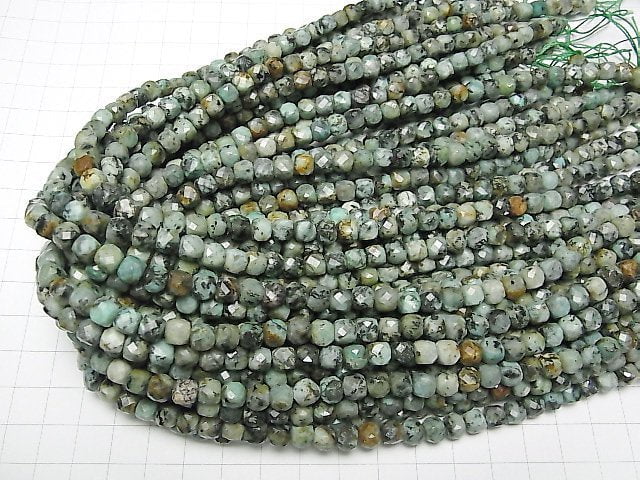 [Video]High Quality! African Turquoise Cube Shape 6x6x6mm half or 1strand beads (aprx.15inch/37cm)