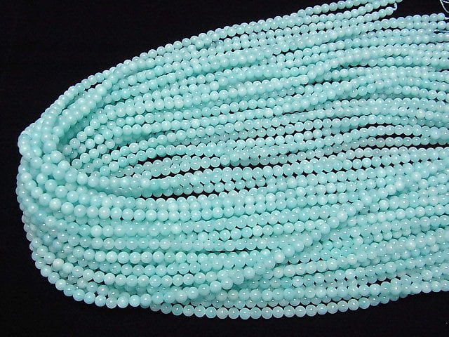 [Video] Peru Amazonite AAA Round 4mm half or 1strand beads (aprx.15inch/38cm)