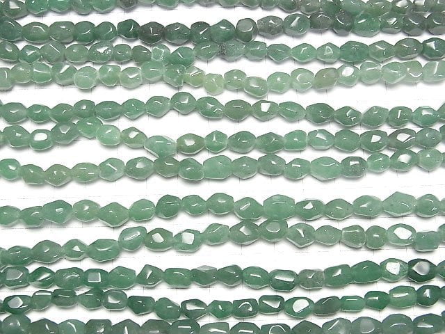 [Video] Green Aventurine Faceted Nugget 1strand beads (aprx.15inch/37cm)