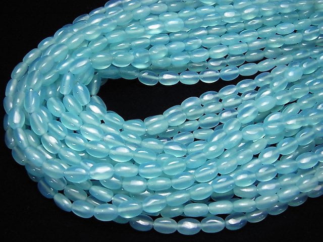 [Video]Sea Blue Chalcedony AAA Oval 9x6mm half or 1strand beads (aprx.15inch/37cm)