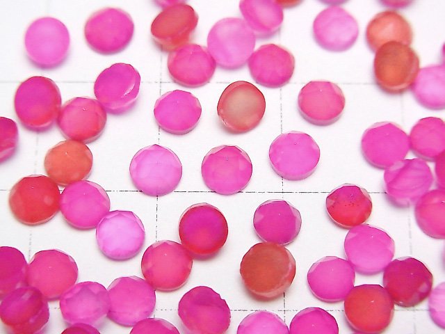 [Video] Fuchsia Pink Chalcedony AAA Round Cabochon Rose Cut 4x4mm 10pcs