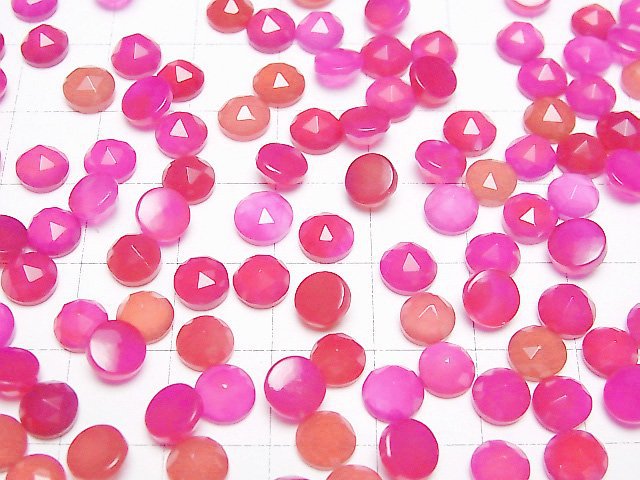 [Video]Fuchsia Pink Chalcedony AAA Round Cabochon Rose Cut 6x6mm 10pcs