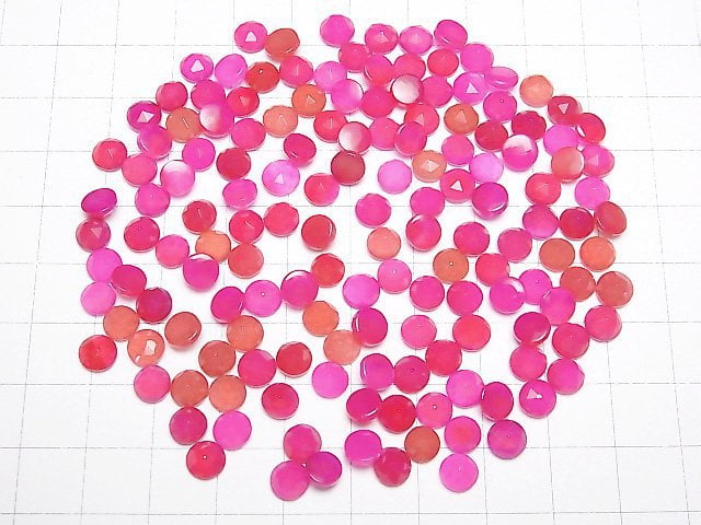 [Video]Fuchsia Pink Chalcedony AAA Round Cabochon Rose Cut 6x6mm 10pcs