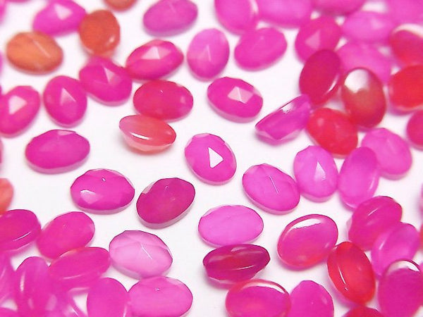 [Video] Fuchsia Pink Chalcedony AAA Oval Cabochon Rose Cut 6x4mm 10pcs