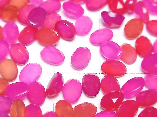 [Video] Fuchsia Pink Chalcedony AAA Oval Cabochon Rose Cut 6x4mm 10pcs