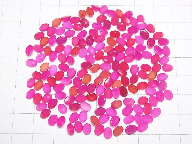 [Video] Fuchsia Pink Chalcedony AAA Oval Cabochon Rose Cut 6x4mm 10pcs