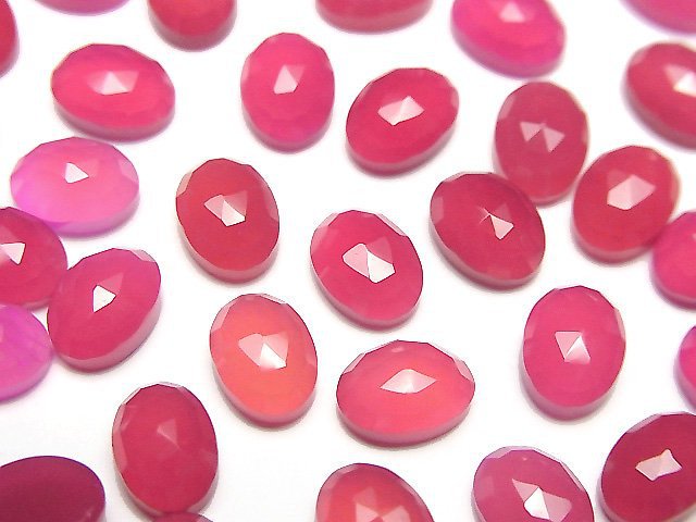 [Video] Fuchsia Pink Chalcedony AAA Oval Cabochon Rose Cut 8x6mm 5pcs