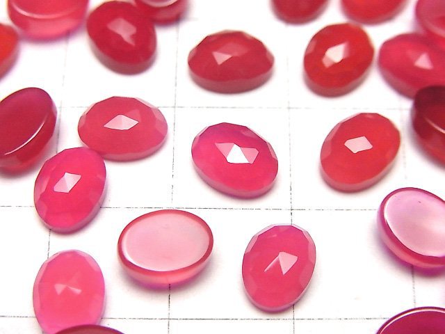 [Video] Fuchsia Pink Chalcedony AAA Oval Cabochon Rose Cut 8x6mm 5pcs