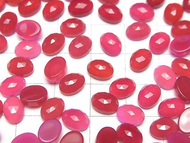 [Video] Fuchsia Pink Chalcedony AAA Oval Cabochon Rose Cut 8x6mm 5pcs