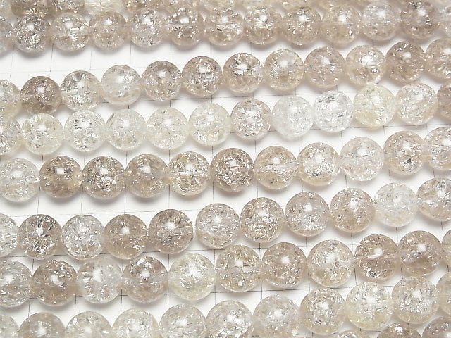 Crack Smoky Quartz Round 10mm [Light color] half or 1strand beads (aprx.15inch/37cm)