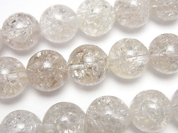 Crack Smoky Quartz Round 12mm [Light color] half or 1strand beads (aprx.15inch/37cm)