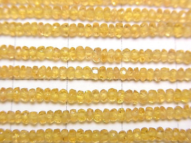 [Video]High Quality! Yellow Sapphire AAA Faceted Button Roundel [Dark color] half or 1strand beads (aprx.15inch/38cm)