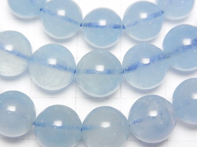 [Video]Aquamarine AA+ Round 10mm Bracelet