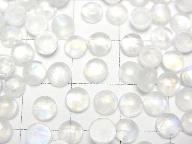 [Video]High Quality Rainbow Moonstone AA++ Round Cabochon 5x5mm 10pcs