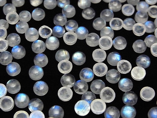 [Video]High Quality Rainbow Moonstone AA++ Round Cabochon 5x5mm 10pcs