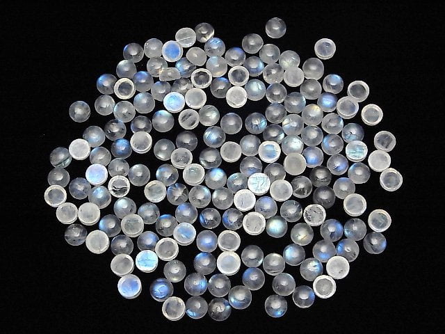 [Video]High Quality Rainbow Moonstone AA++ Round Cabochon 5x5mm 10pcs