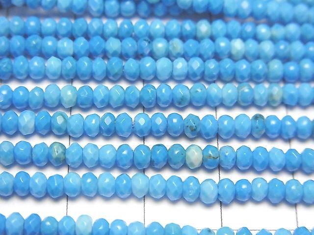 [Video]High Quality! Magnesite Turquoise Faceted Button Rondelle 3x3x2mm 1strand beads (aprx.15inch/37cm)