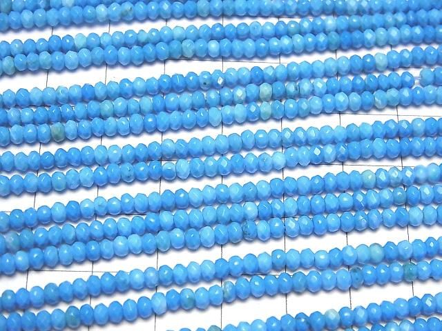 [Video]High Quality! Magnesite Turquoise Faceted Button Rondelle 3x3x2mm 1strand beads (aprx.15inch/37cm)