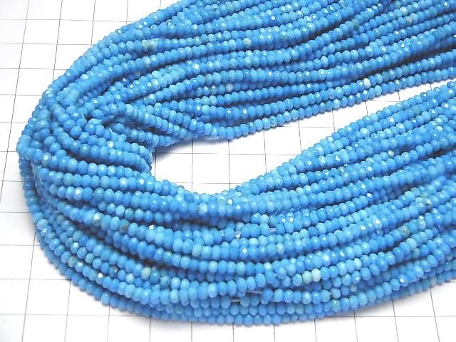 [Video]High Quality! Magnesite Turquoise Faceted Button Rondelle 3x3x2mm 1strand beads (aprx.15inch/37cm)