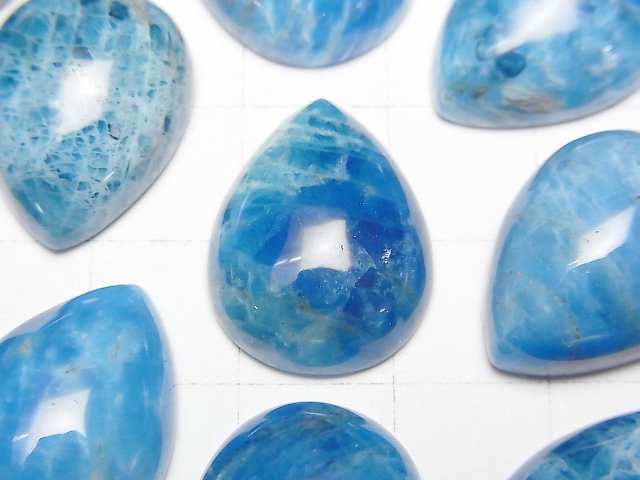 [Video] Blue Apatite AA+ Pear shape Cabochon 20x15mm 1pc