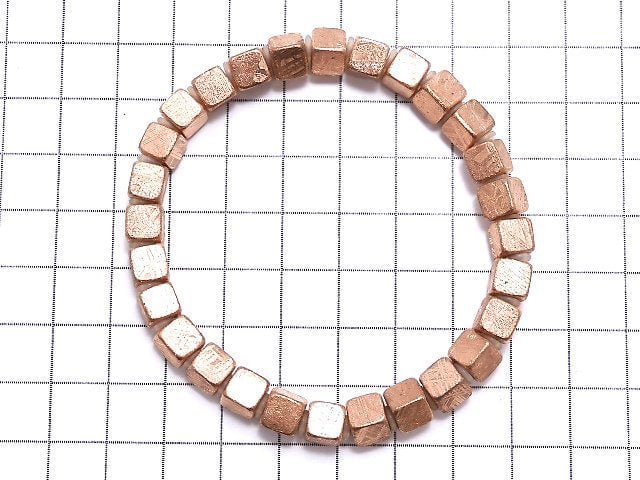 [Video][One of a kind] Meteorite (Muonionalusta ) Cube 5.5x5.5x5mm Pink Gold Bracelet NO.1