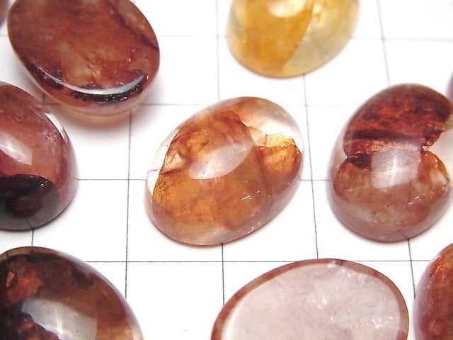 [Video]Red Hematite Quartz Oval Cabochon 20x15mm 2pcs